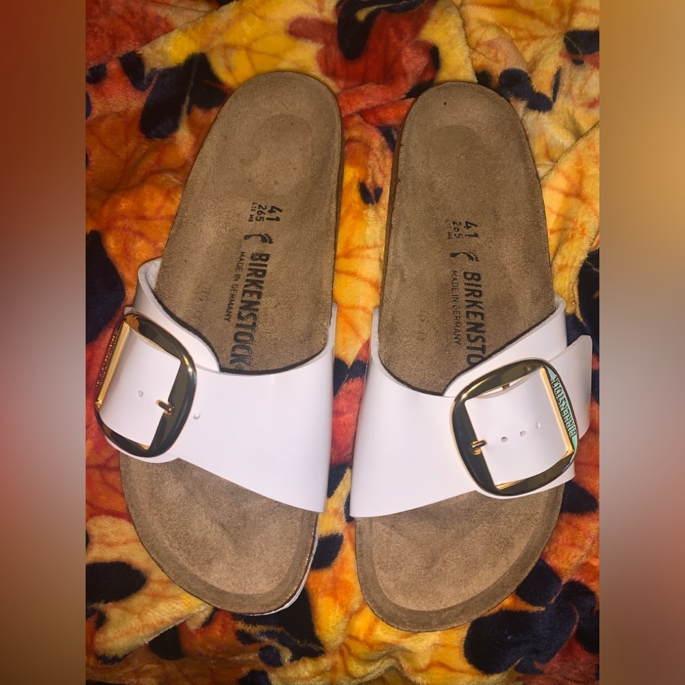Madrid Big Buckle Patent Leather Slide Sandals